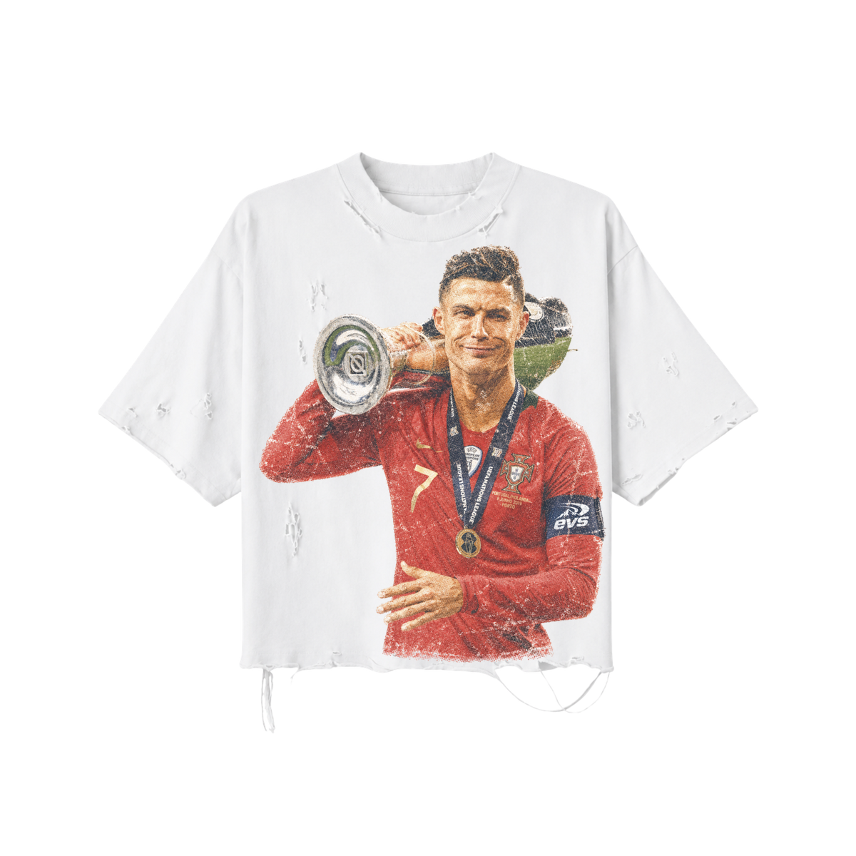 Ronaldo The GOAT Distressed Tee